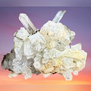 Pyrite clear quartz cluster